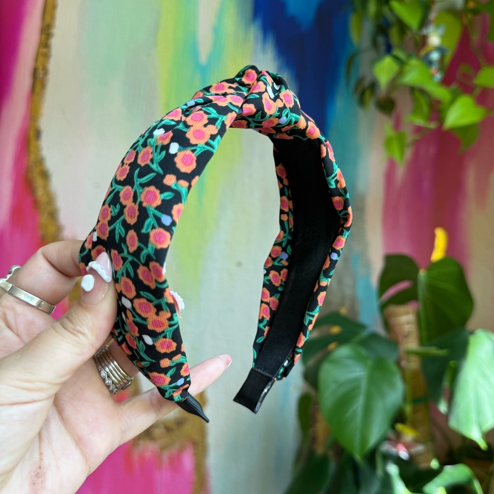 Floral Black Headband